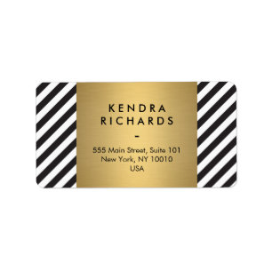 Retro Black en White Pattern Gold Name Logo Etiket