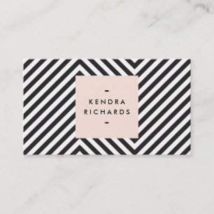 Retro Black en White Pattern Simple Name Logo Visitekaartje