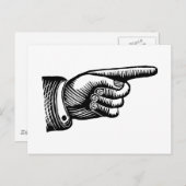 Retro Black en White Pointing Finger Briefkaart (Voorkant / Achterkant)