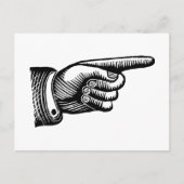 Retro Black en White Pointing Finger Briefkaart (Voorkant)