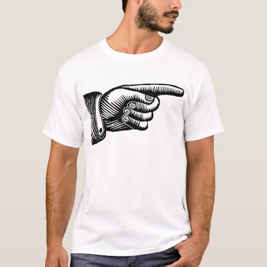 Retro Black en White Pointing Finger T-shirt (Voorkant)