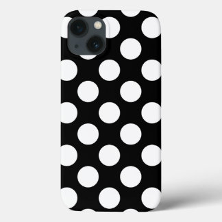 Retro Black en White Polka Dot iPhone 13 Hoesje