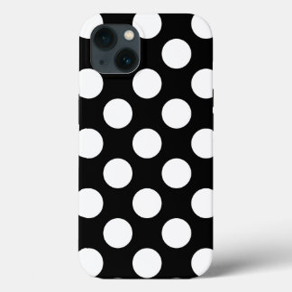 Retro Black en White Polka Dot iPhone 13 Hoesje