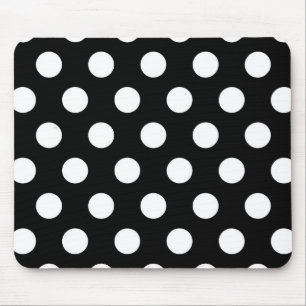 Retro Black en White Polka Dots Muismat