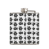 Retro Black en White Tiki Pattern Monogram Heupfles (Achterkant)