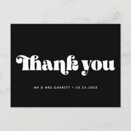 Retro  Black en White Wedding Bedankt Briefkaart