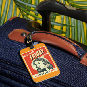 Retro Black Friday Pop Art Pin-Up Meisje Bagagelabel