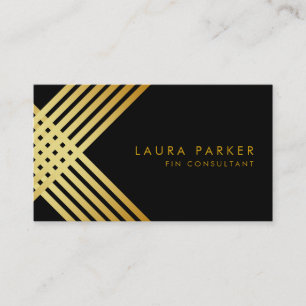Retro Black Gold Geometrical Finance Construction Visitekaartje