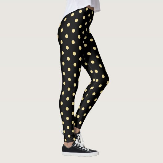 Retro Black Gold Polka Dots Pattern Chic Mode Leggings (Rechts)