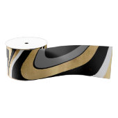 Retro Black Gold Wavy Lines Modern Design Grosgrain Lint (Spoel)