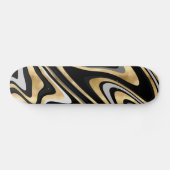 Retro Black Gold Wavy Lines Modern Design Skateboard (Horizontaal)