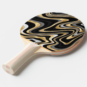 Retro Black Gold Wavy Lines Modern Design Tafeltennisbatje