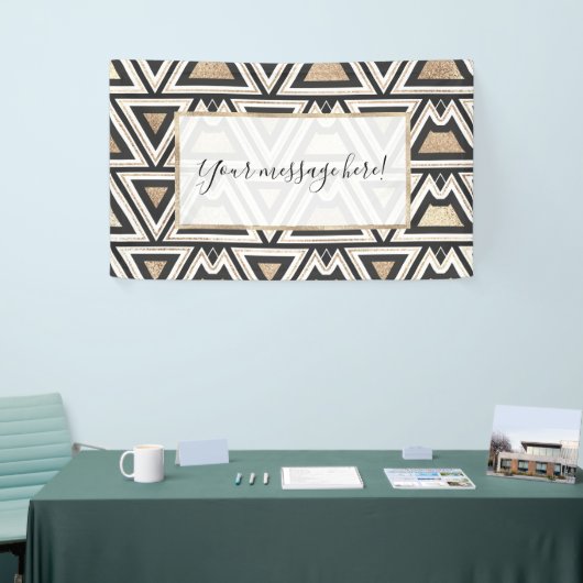 Retro Black Gold White driehoek geometrisch Spandoek (Beurs)