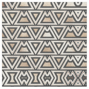 Retro Black Gold White driehoek geometrisch Stof