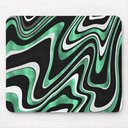 Retro Black Green Wavy Lines Modern Design Muismat (Voorkant)
