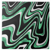 Retro Black Green Wavy Lines Modern Design Tegeltje (Voorkant)