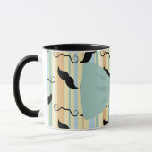 Retro Black Handlebar Mustache Bowtie Patroon Mok (Links)