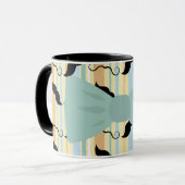 Retro Black Handlebar Mustache Bowtie Patroon Mok (Voorkant links)