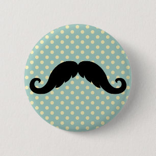 Retro Black Handlebar Mustache Mustache Ronde Button 5,7 Cm