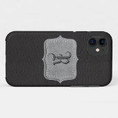 Retro Black Leather Personalized Monogram Case-Mate iPhone Case (Achterkant (horizontaal))