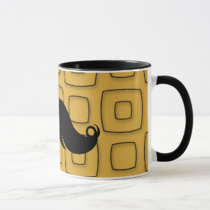 Retro Black Mustache Mok