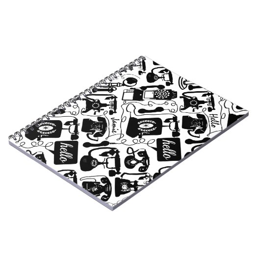 Retro Black of elke kleur en whitepatroon Notitieboek (Linkerzijde)