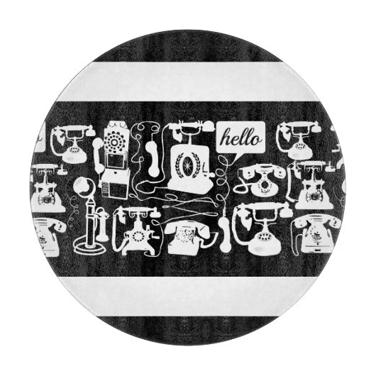 Retro Black of elke kleur en whitepatroon Snijplank (Voorkant)