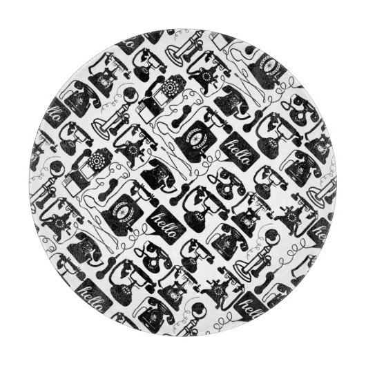 Retro Black of elke kleur en whitepatroon Snijplank (Voorkant)