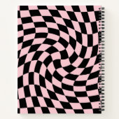 Retro Black Pink Pastel Warped Checkered Notitieboek (Achterkant)