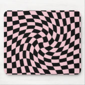Retro Black Pink Warped Checkered Dorm Muismat (Voorkant)