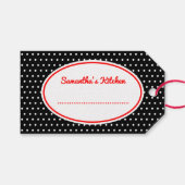 Retro Black Polka Dot Kitchen Baking Gift Labels Cadeaulabel (Voorkant (Horizontaal))