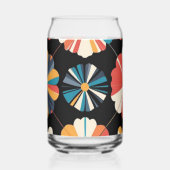 Retro Black Rainbow geometric Flowers Pattern  (Recto)