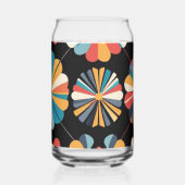 Retro Black Rainbow geometric Flowers Pattern  (Verso)