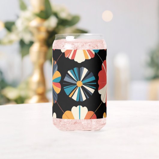 Retro Black Rainbow geometric Flowers Pattern  (Insitu (Mariage))