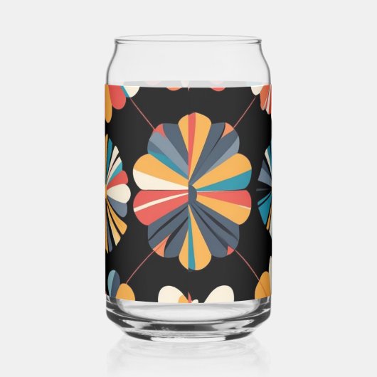 Retro Black Rainbow geometric Flowers Pattern (Droite)