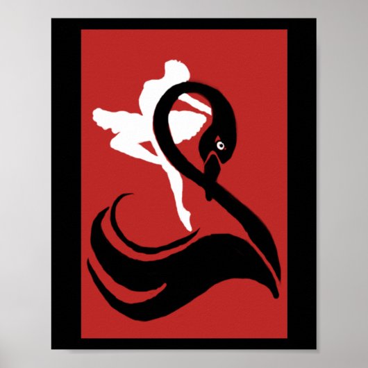Retro Black Swan Poster (Voorkant)