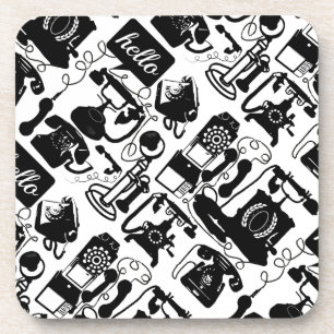 Retro Black Telephone Patroon Bier Onderzetter