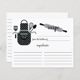 Retro Black White Apron Kitchen Tools Recipcard