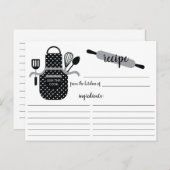Retro Black White Apron Kitchen Tools Recipcard Briefkaart (Voorkant / Achterkant)