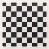 Retro Black White Checkerboard Pattern Glazen Onderzetter (Voorkant)