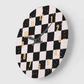 Retro Black White Checkerboard Pattern   Grote Klok (Hoek)