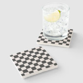 Retro Black White Checkerboard Pattern Stenen Onderzetter (Zijkant)