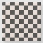 Retro Black White Checkerboard Pattern Stenen Onderzetter (Voorkant)