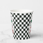Retro Black White Checkered Santa Claus Christmas Papieren Bekers (Rechts)