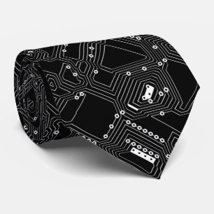 Retro Black White Classic Computer Circuit Board Stropdas