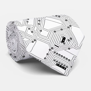 Retro Black White Classic Computer Circuit Board Stropdas
