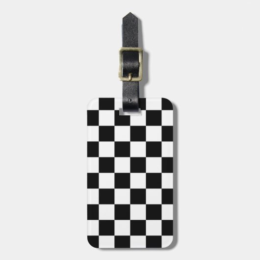 Retro Black/White Contrast Checkerboard Patroon Bagagelabel (Voorkant verticaal)