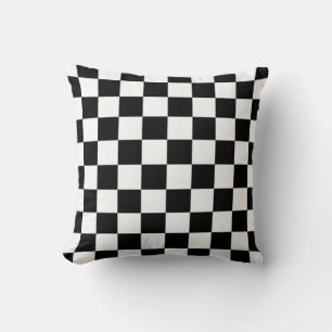 Retro Black/White Contrast Checkerboard Patroon Kussen