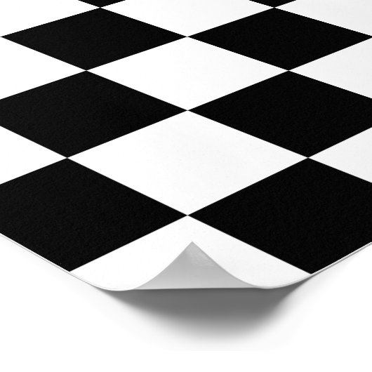 Retro Black/White Contrast Checkerboard Patroon Poster (Hoek)