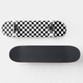 Retro Black/White Contrast Checkerboard Patroon Skateboard (Horizontaal)